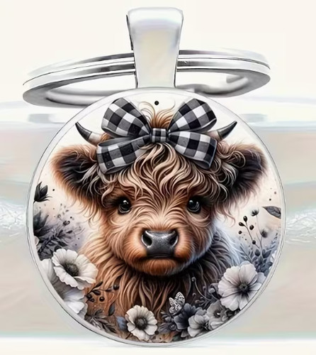 Highland cow cute keyring - cow,