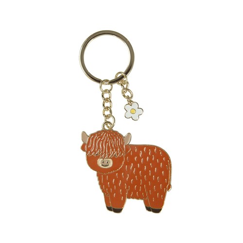 Highland cow keyring enamel - cow,