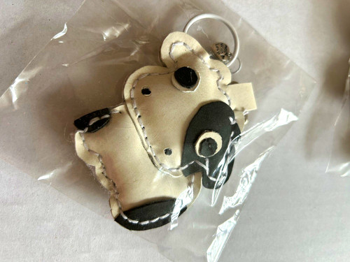 Handmade leather cow keyring - leather,