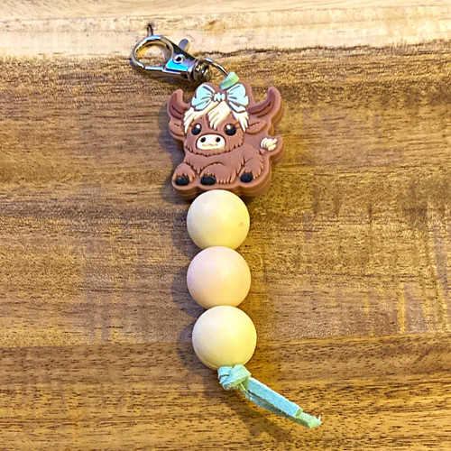 Highland cow animal keyring - highland,