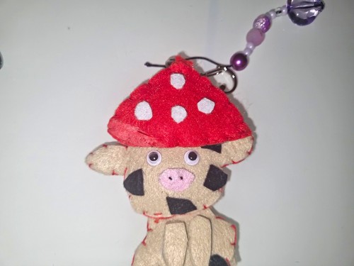 Felt cow charm - charm, with