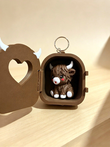 Highland cow heart window - 3d,