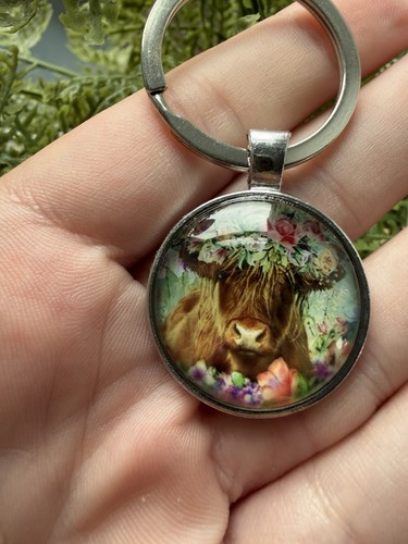 Highland cow keyring keychain - highland, keyring,