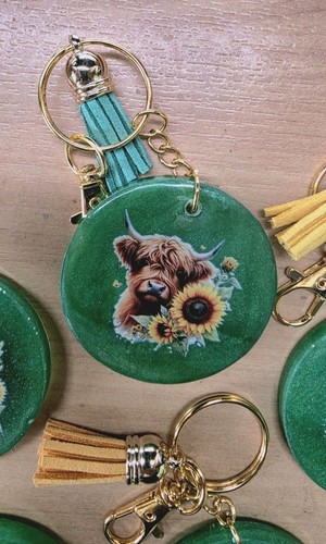 Resin highland cow keychain - highland,